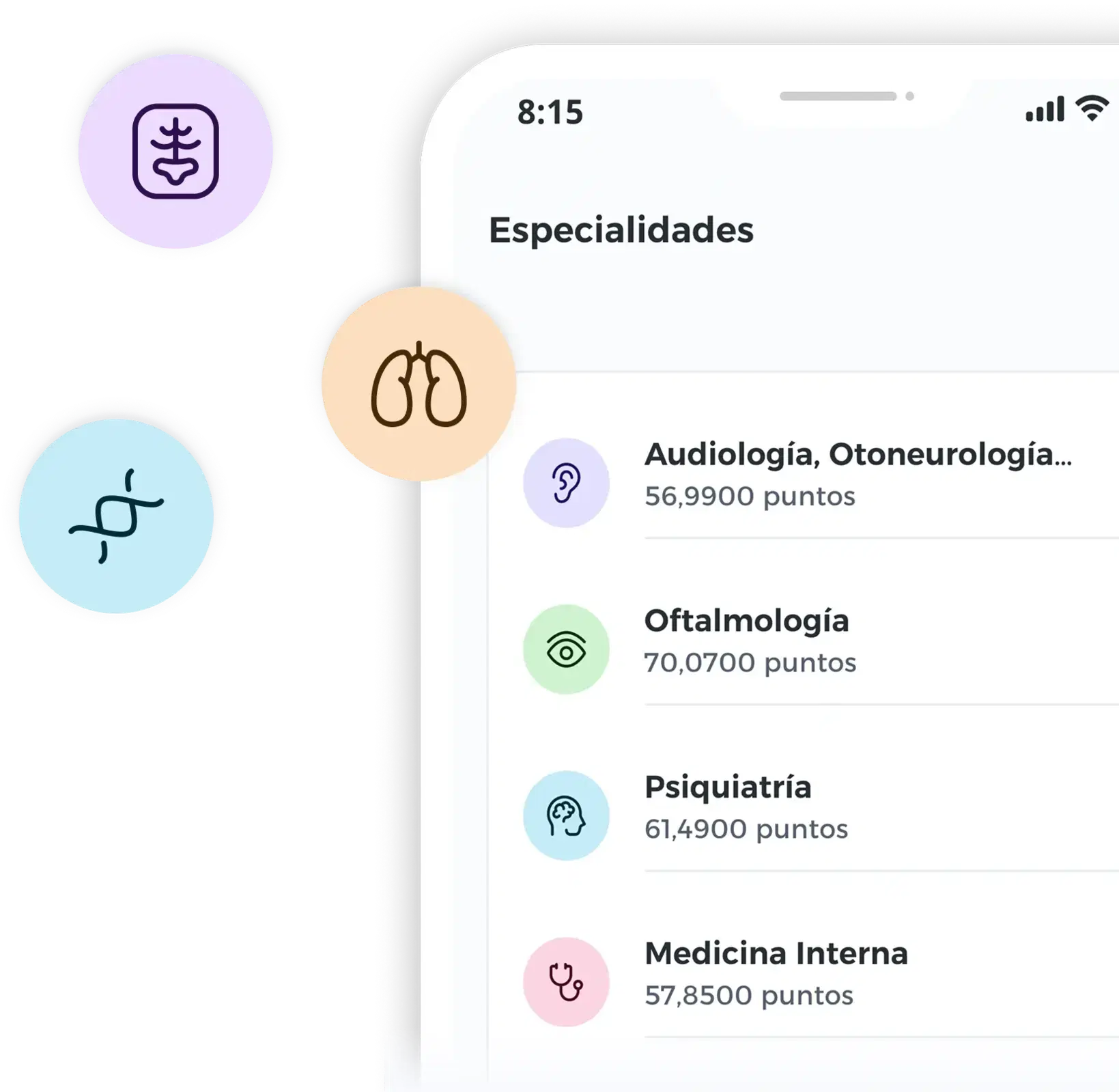 Práctica por especialidad médica en EXARMI